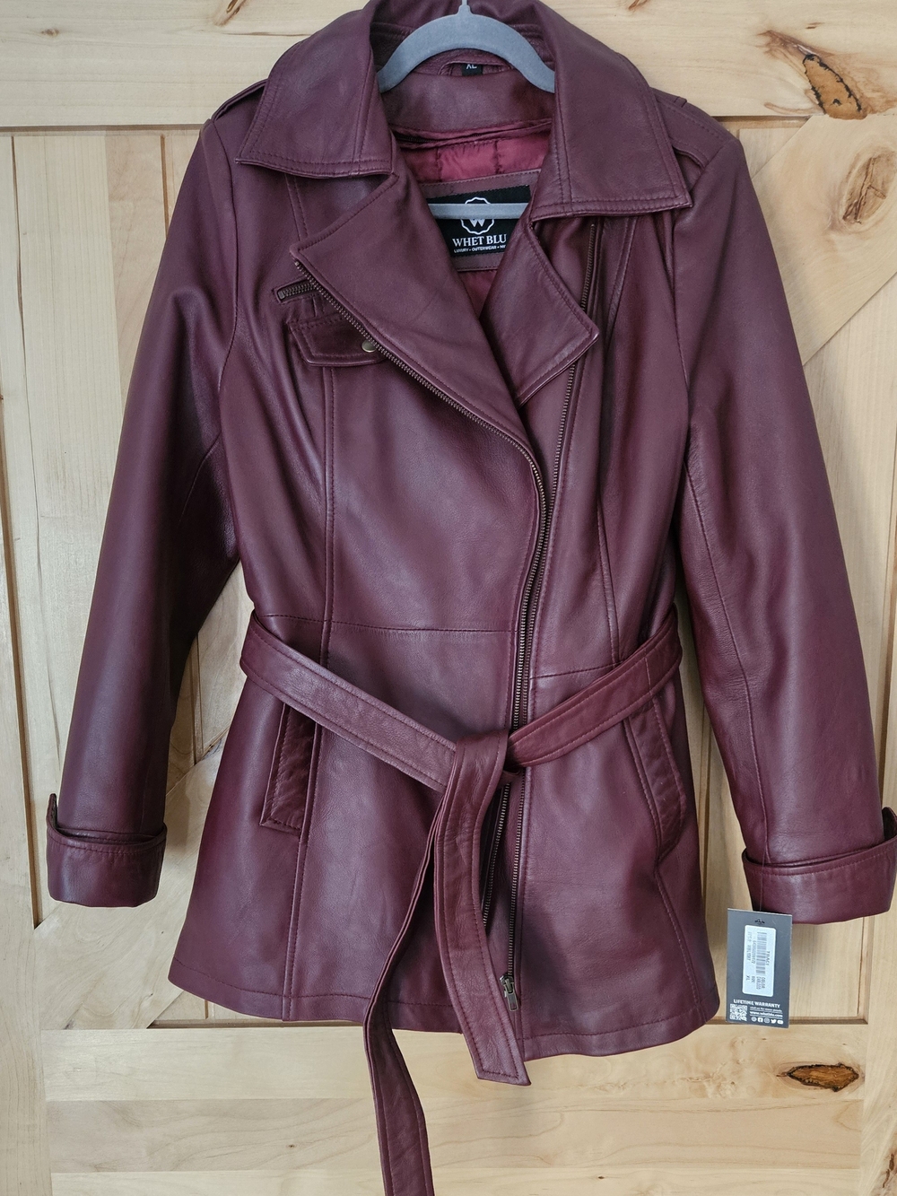 Whet Blu Women's Burgundy Leather Trench Jacket